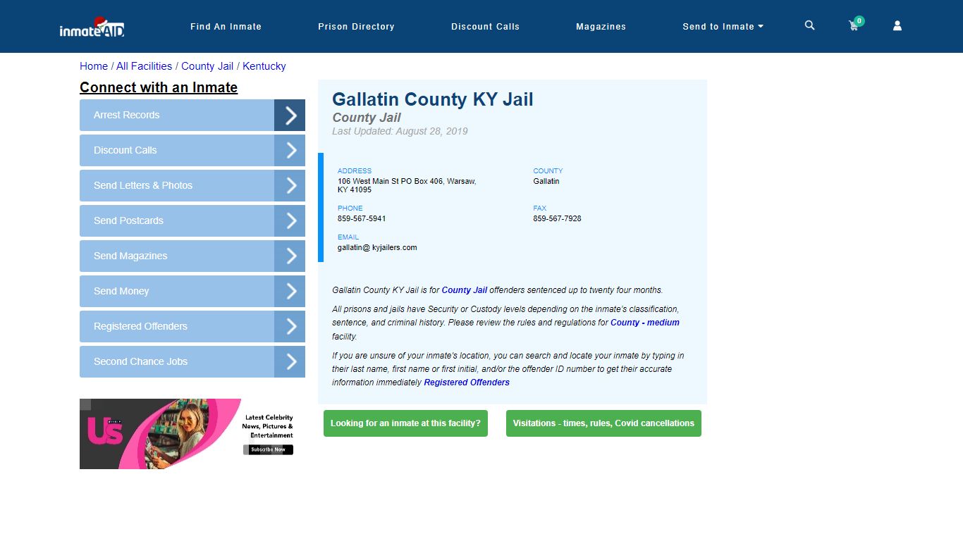 Gallatin County KY Jail - Inmate Locator - Warsaw, KY