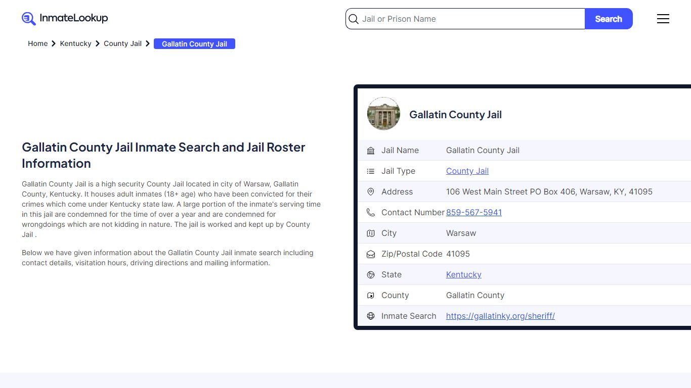 Gallatin County Jail Inmate Search and Jail Roster Information
