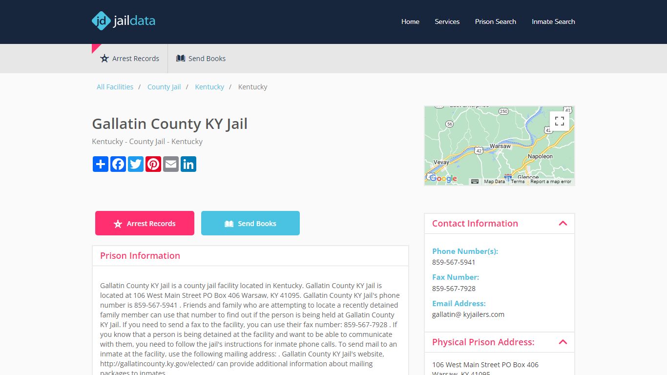 Gallatin County KY Jail Inmate Search and Prisoner Info - Warsaw, KY