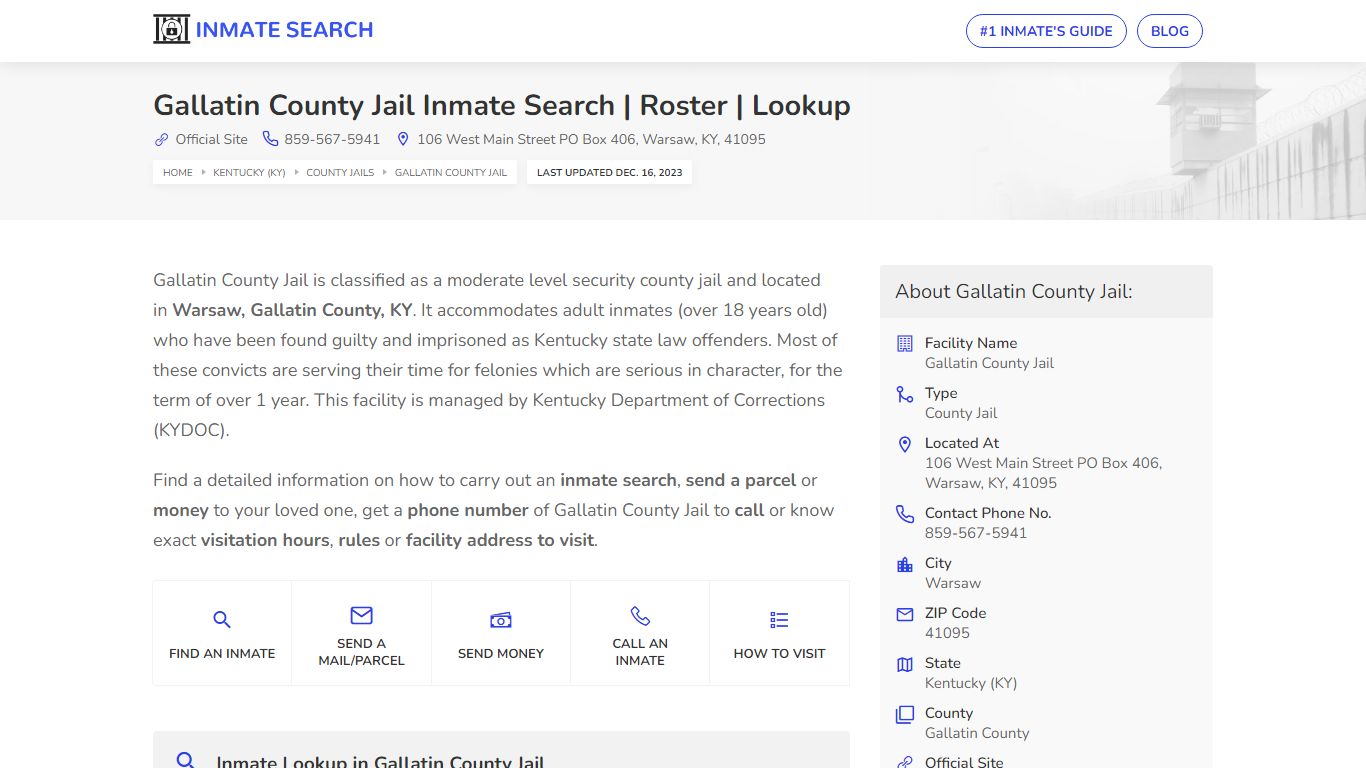 Gallatin County Jail Inmate Search | Roster | Lookup